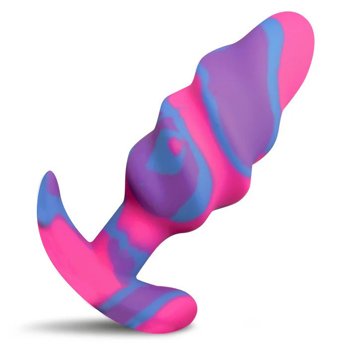 XR Brands Unicorn Swirl Silicone Butt Plug - Medium
