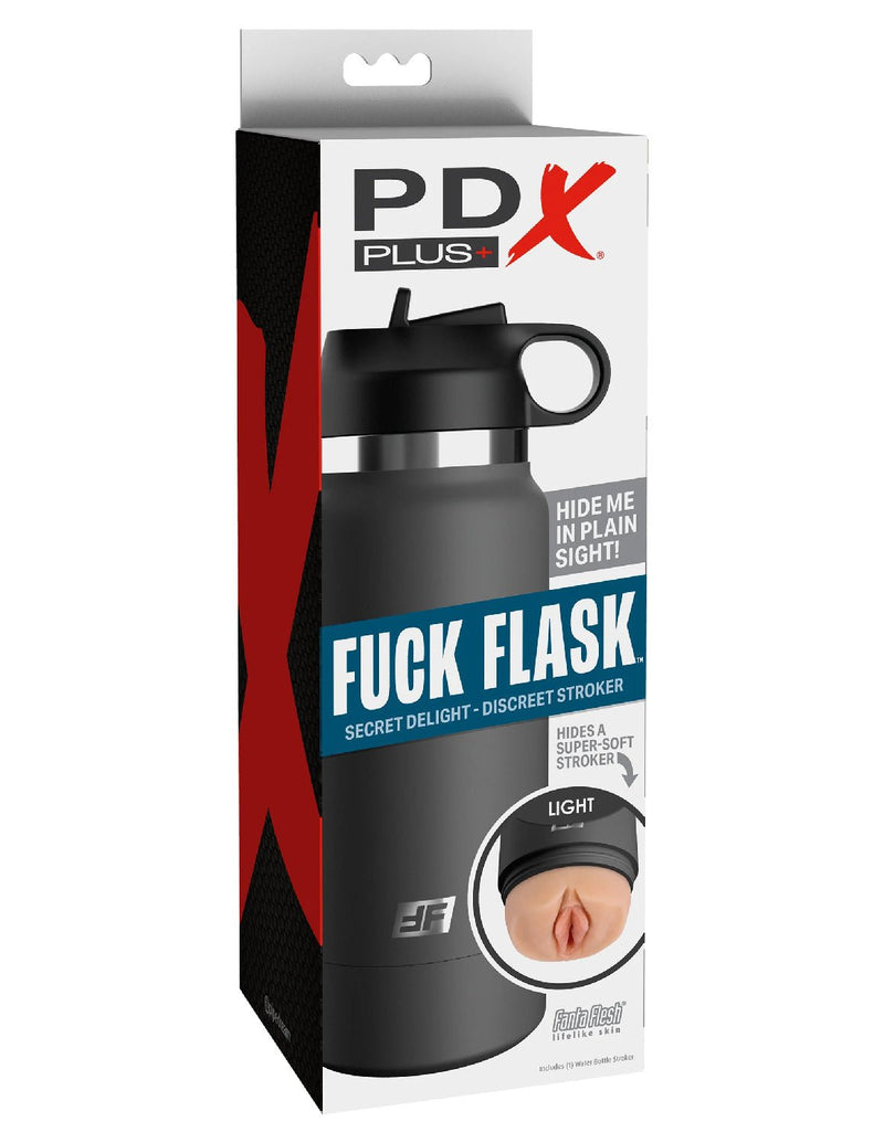 Pipedream Fuck Flask - Secret Delight - Grey Bottle - Light - Realistic Stroker Masturbator - Canister Masturbation Cup