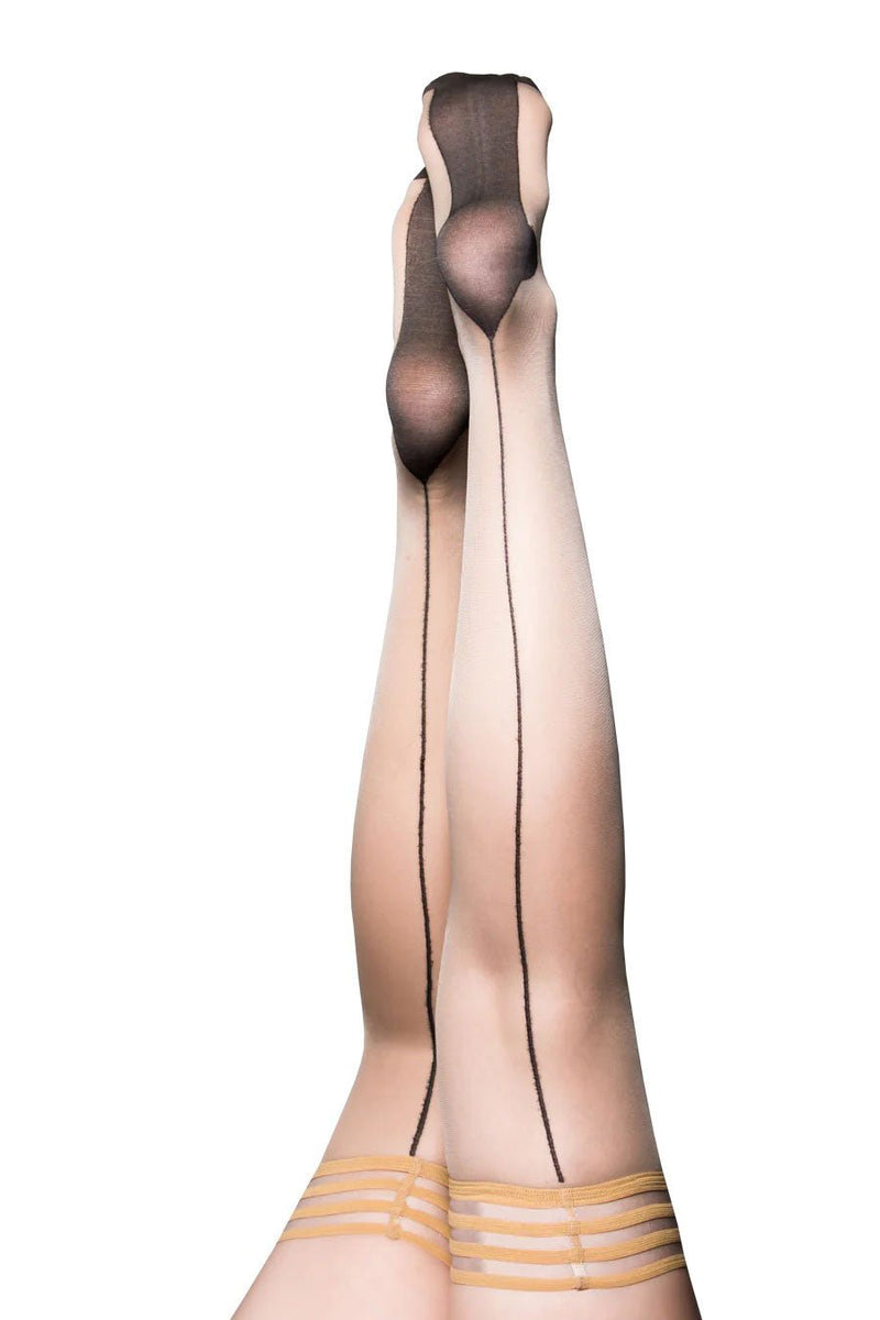 Kix'ies Ruby - Cuban Heel Thigh High - Size C - Nude