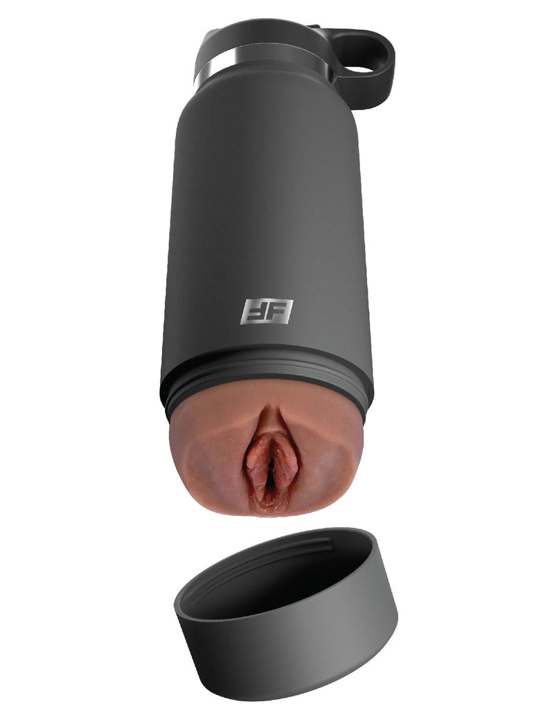 Pipedream Fuck Flask - Secret Delight - Grey Bottle - Brown - Realistic Stroker Masturbator - Canister Masturbation Cup