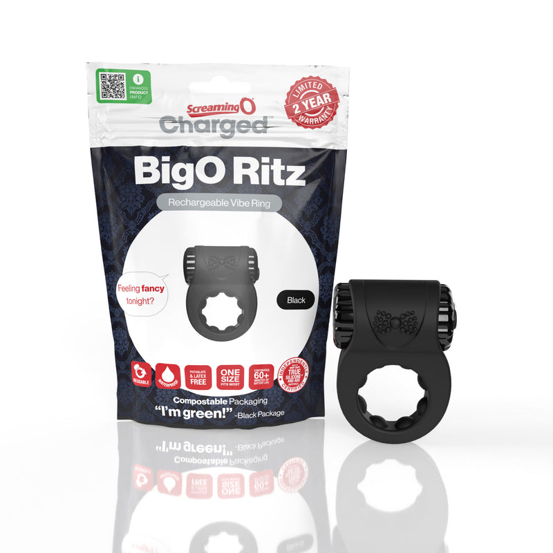 Screaming O Screaming O - Big O Ritz Rechargeable Vibe Ring - Black