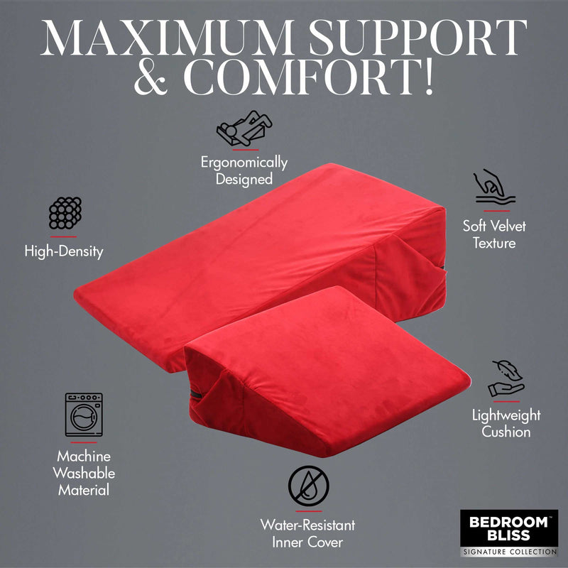 XR Brands Love Cushion Set Foam Wedge Pillow Set - Red