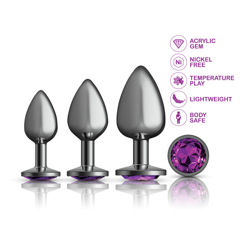 Viben Purple Round Gem Anal Trainer Kit - Gunmetal
