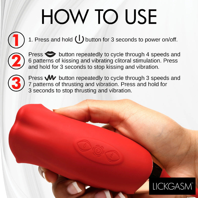 XR Brands Magic Kiss Kissing Clitoral Stimulator With Thrusting Vibrator - Red