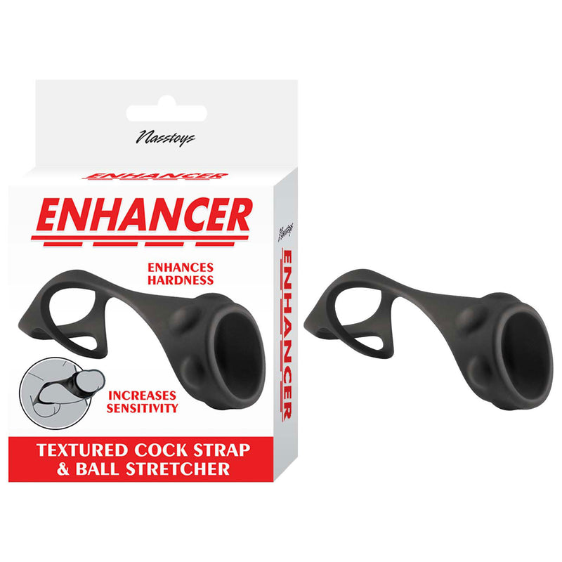 Nasstoys Enhancer Textured Cock Strap and Ball Stretcher - Black