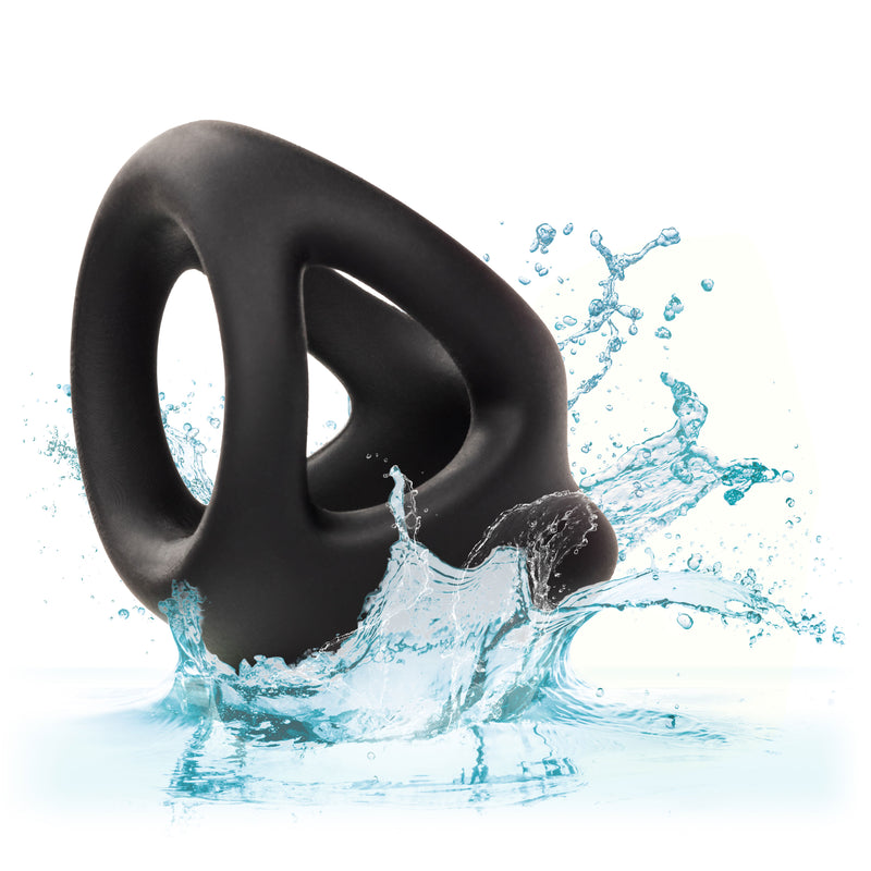 CalExotics Alpha Liquid Silicone Dual Cage and Ring - Black Ring - Black
