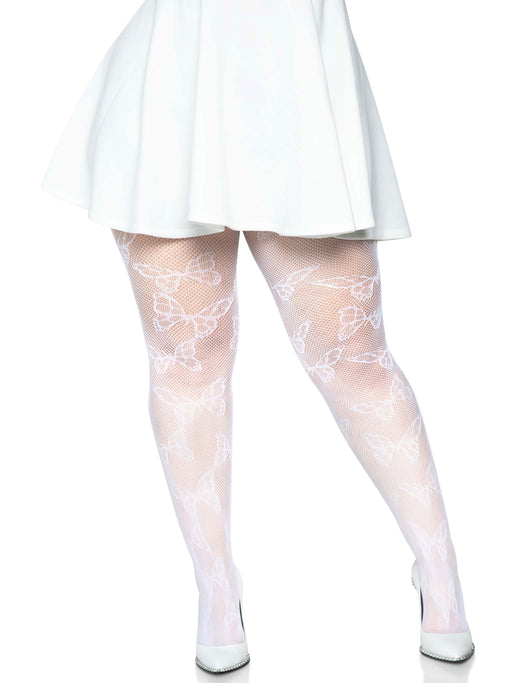 "Butterfly Net Tights - 1x/2x - White LA-1412XWHT1X2"