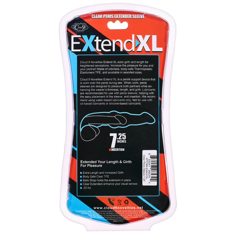 Cloud 9 Novelties Extend XL Penis Sleeve 7.25" - Clear