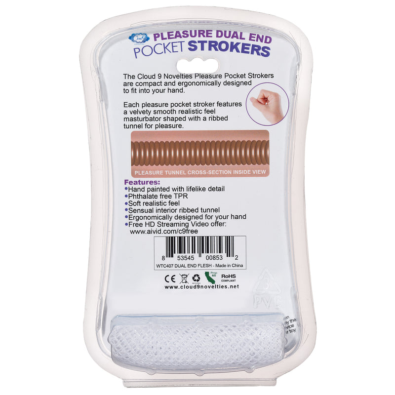 Cloud 9 Novelties Personal Double Ended Beaded Stroker Flesh - Stroker Masturbator - Realistic Pocket Pussy