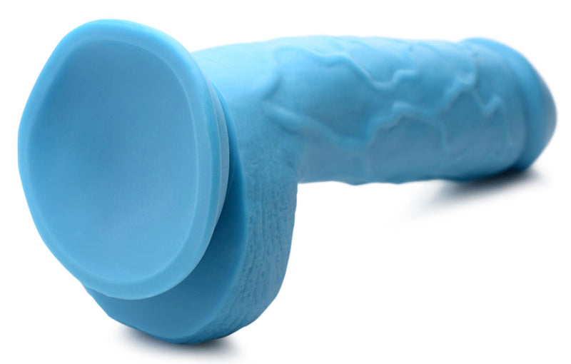 XR Brands Pop Pecker 8.25 Inch Dildo With Balls - Blue