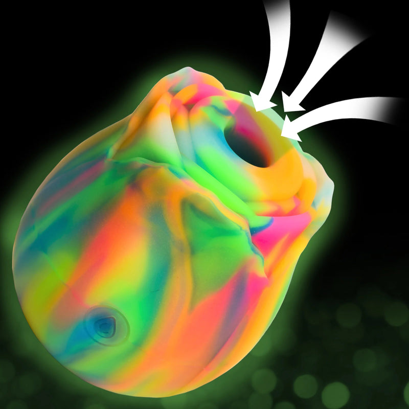 XR Brands Glow Rose Glow-in-the-Dark Rose Clit Stimulator - Rainbow