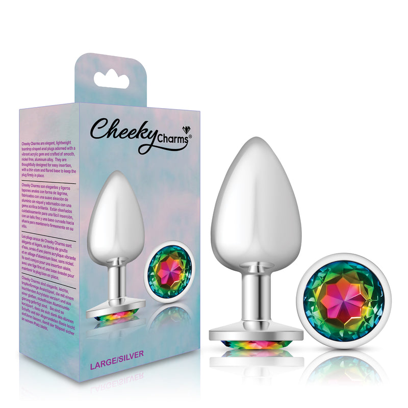 Viben Rainbow Round Gem Silver Metal Plug - Lg