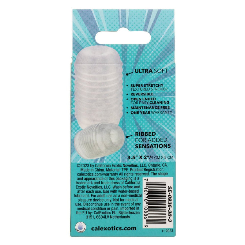 CalExotics Pop Sock Ribbed - Clear - Stroker Masturbator - Mini Stroker
