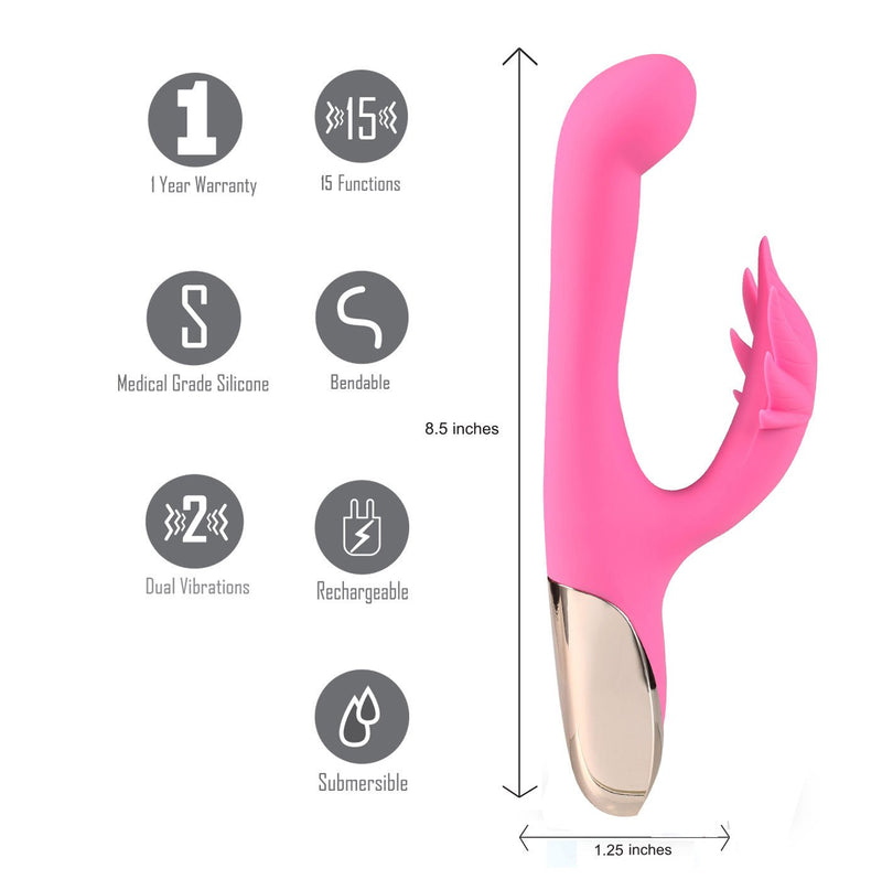 Maia Toys Maui 420 Series - Dual Motor G-Spot Pot Leaf - Rechargeable Vibrator - Pink