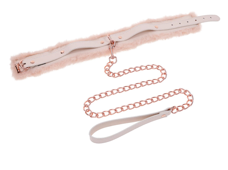 Sportsheets Peaches N Creame Fur Collar and Leash - Pink