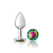 "Rainbow Round Gem Silver Metal Plug - Sm VB-CC9117"