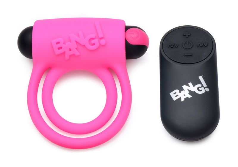 XR Brands Bang - Silicone Cock Ring and Bullet With Remote Control - Pink