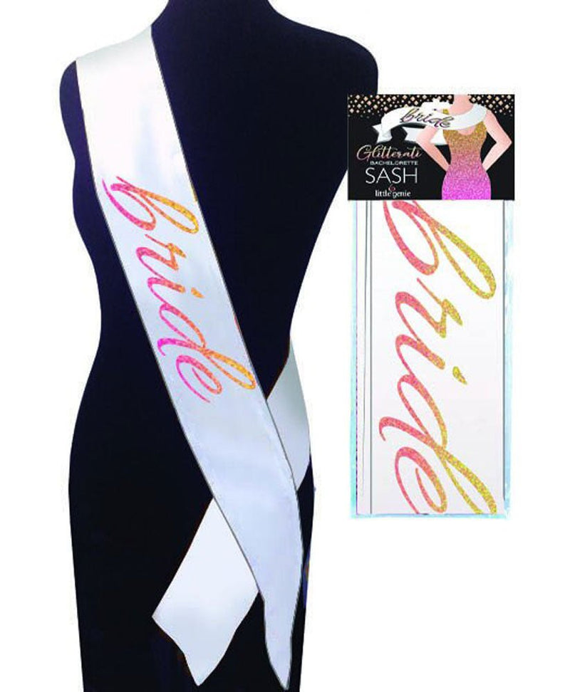 Little Genie Glitterati Bride Sash - White