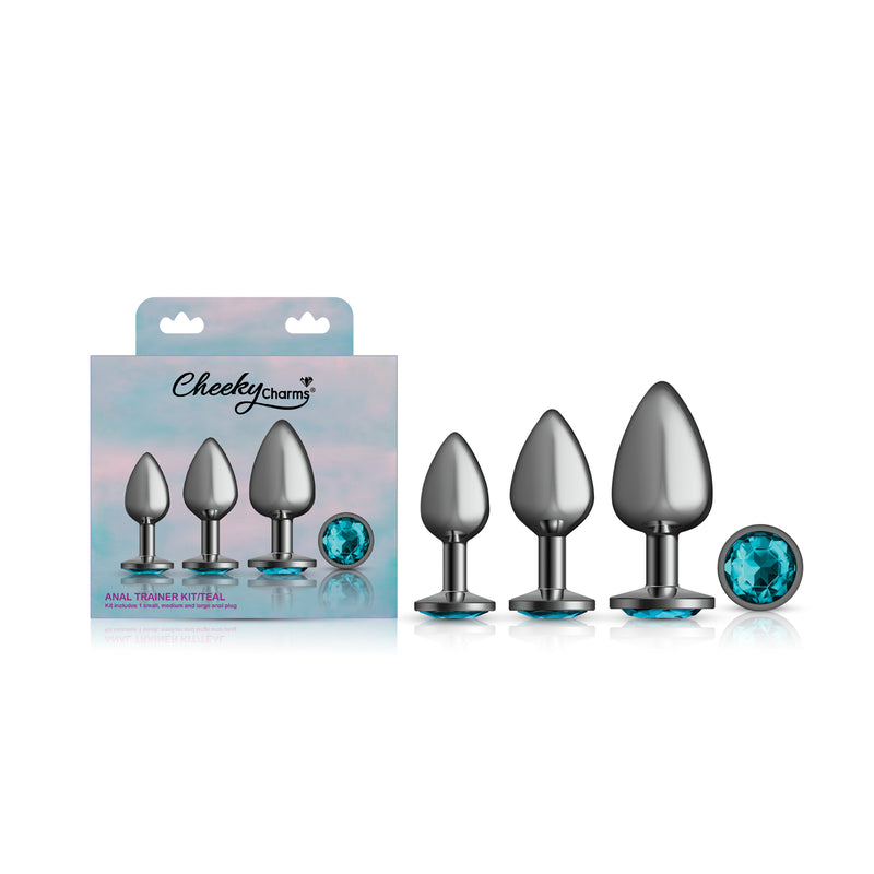 Viben Teal Round Gem Anal Trainer Kit - Gunmetal