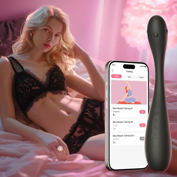 Honey Play Box Puff - App Control Inflatable Kegel Ball - Black