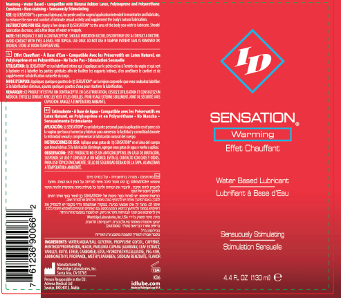 I.D. Lubricants ID Sensation Warming Water Based Lubricant 4.4 Oz