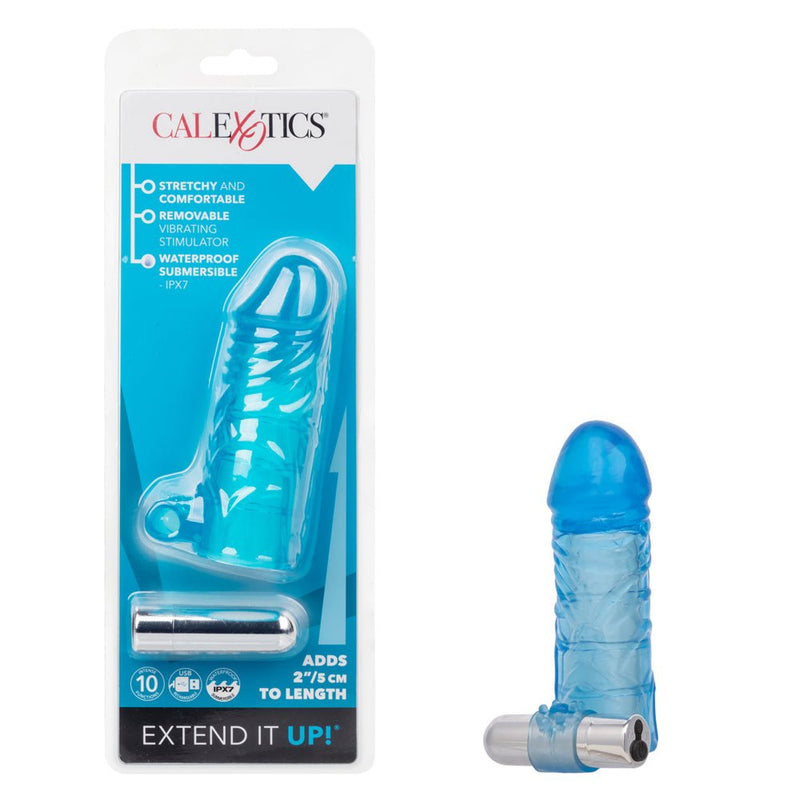 CalExotics Up Extended It Up Vibrating Extension Sleeve - Blue Rechargeable