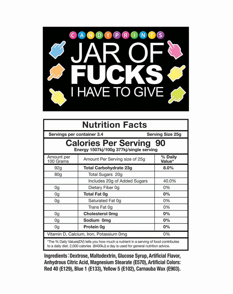 Little Genie Jar of Fucks I Have to Give  2lb Tart Candy