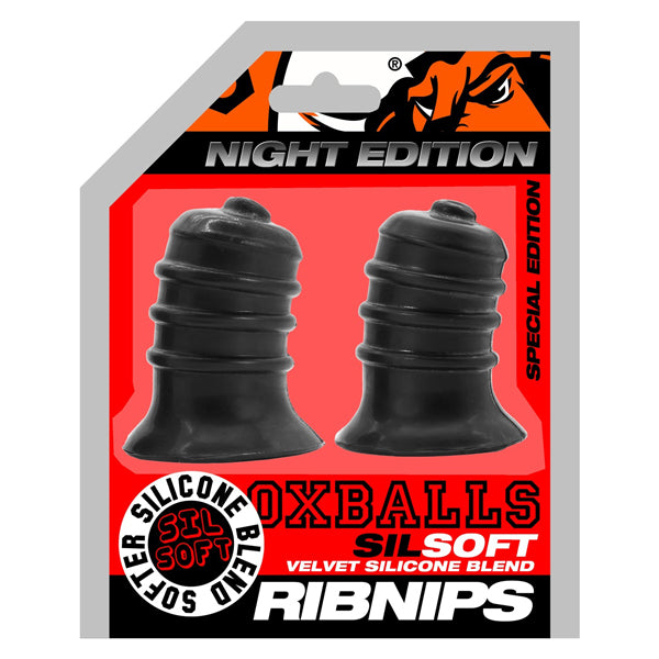 Oxballs Ribnibs Curved Springy-Ribbed Nipsuckers - Black