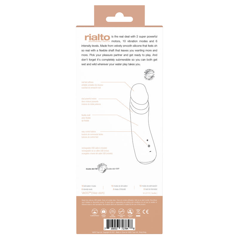 VeDO Rialto Rechargeable Vibrator - Vanilla