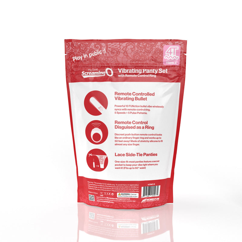 Screaming O Screaming O 4t - Vibrating Panty Set With Remote Control Ring - Red