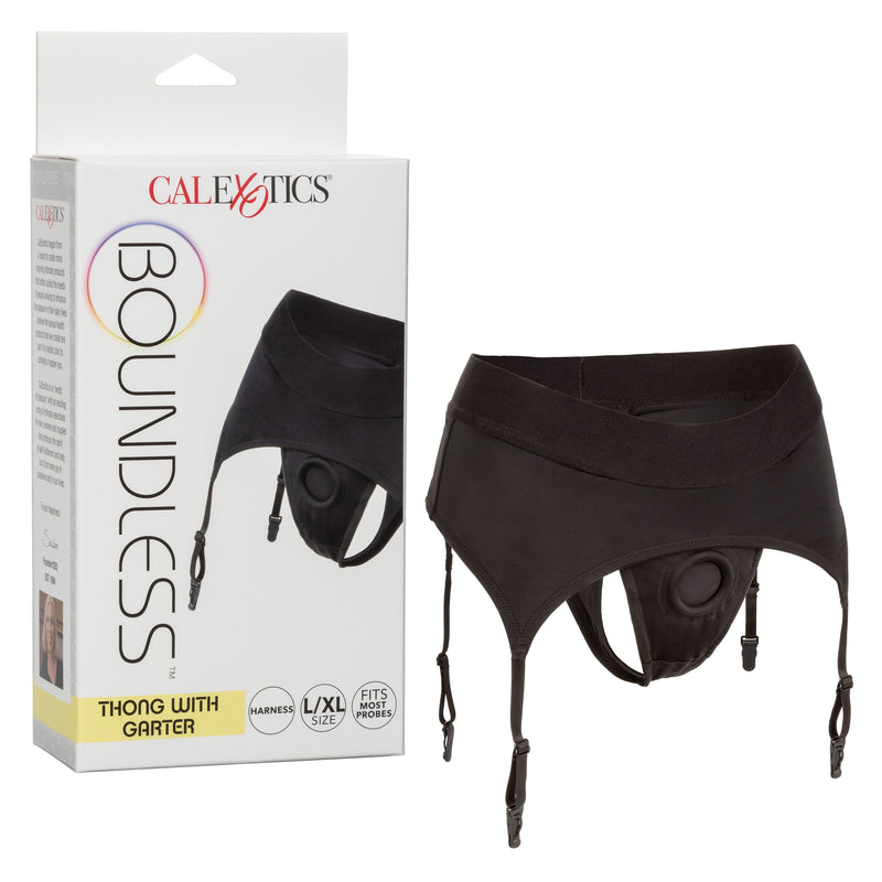 CalExotics Boundless Thong With Garter - L/xl - Black