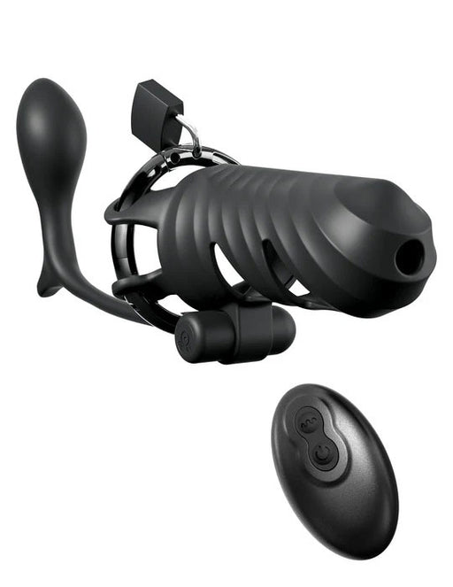 "Fantasy C-Ringz Remote-Controlled Vibrating Cock Blocker With Ass-Gasm Plug - Black PD5970-23"