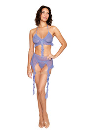 "Bralette With Garter Belt and G-String - One Size - Lavender Haze DG-13411LAVHOS"