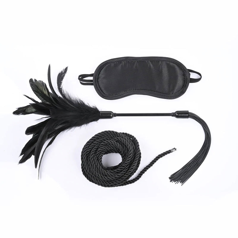 Sportsheets Shadow Tie and Tickle Kit - Black