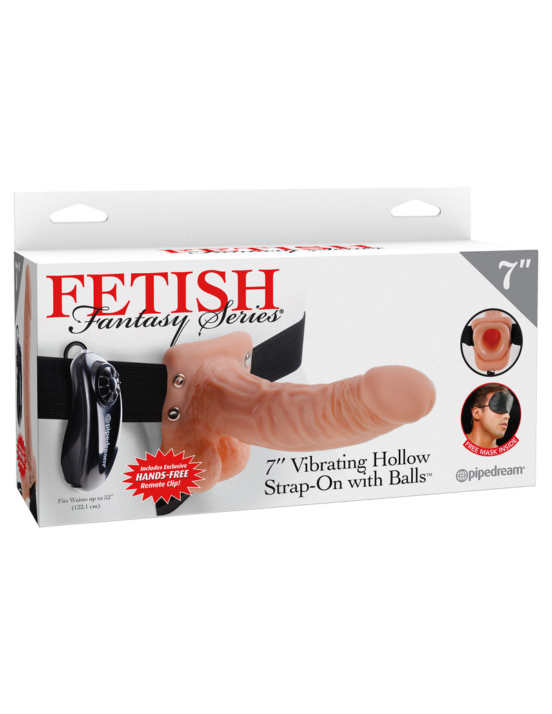 Pipedream Fetish Fantasy Series 7-Inch Vibrating Hollow Strap-on With Balls - Flesh