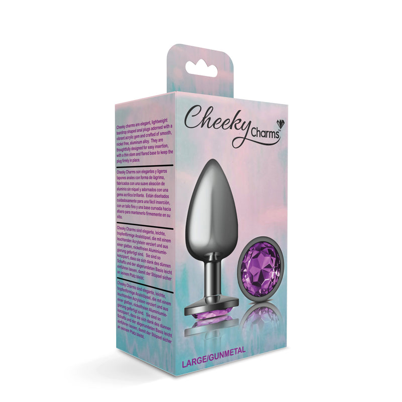 Viben Purple Round Gem Gunmetal Metal Plug - Lg