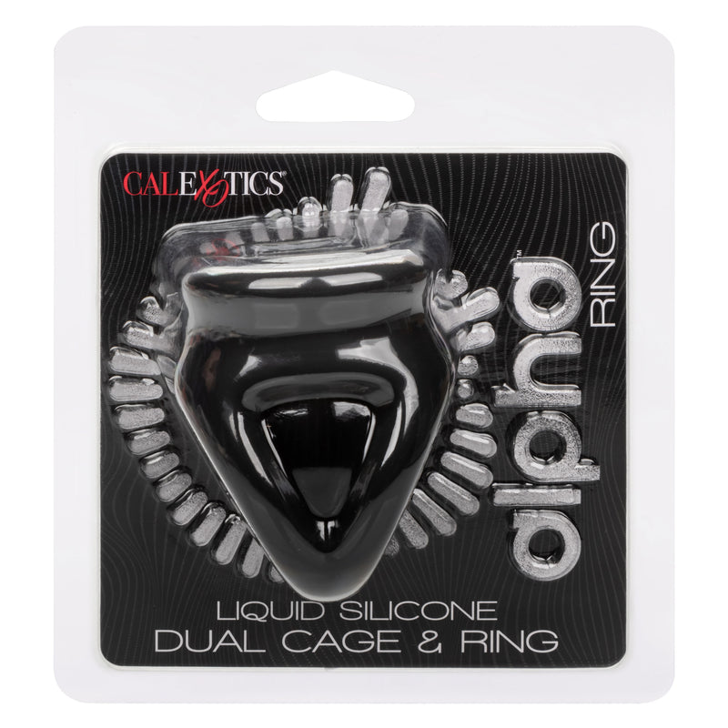 CalExotics Alpha Liquid Silicone Dual Cage and Ring - Black Ring - Black