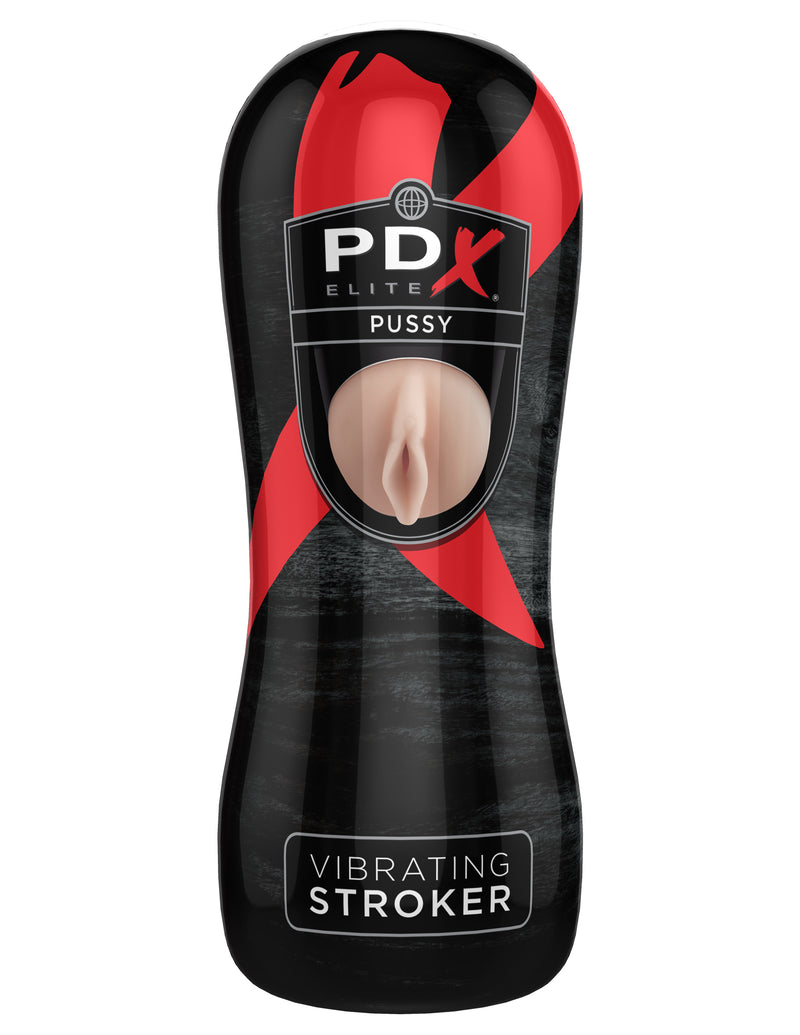 Pipedream PDX Elite Vibrating Stroker Pussy - Realistic Stroker Masturbator - Canister Masturbation Cup