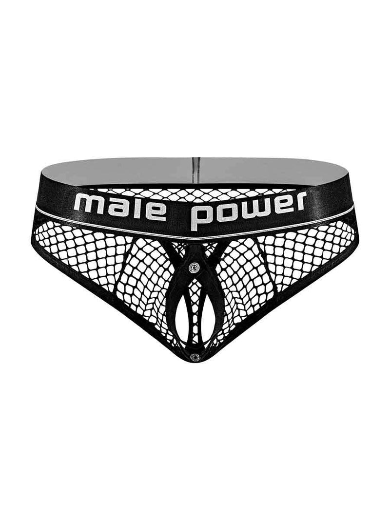 Male Power Cock Pit Net Cock Ring Thong - S/ M - Black