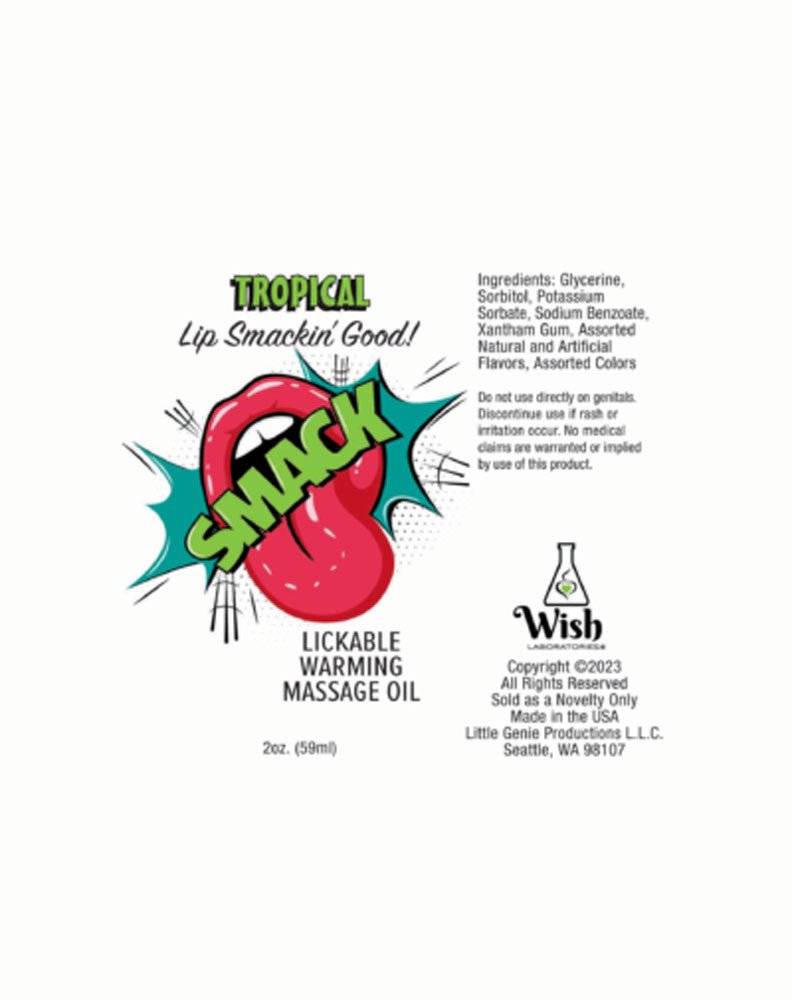 Little Genie Smack Warming and Lickable Massage Oil - Tropical 2 Oz
