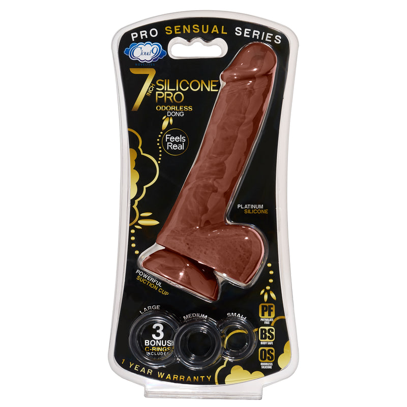 Cloud 9 Novelties 7 Inch Silicone Pro Odorless Dong - Brown