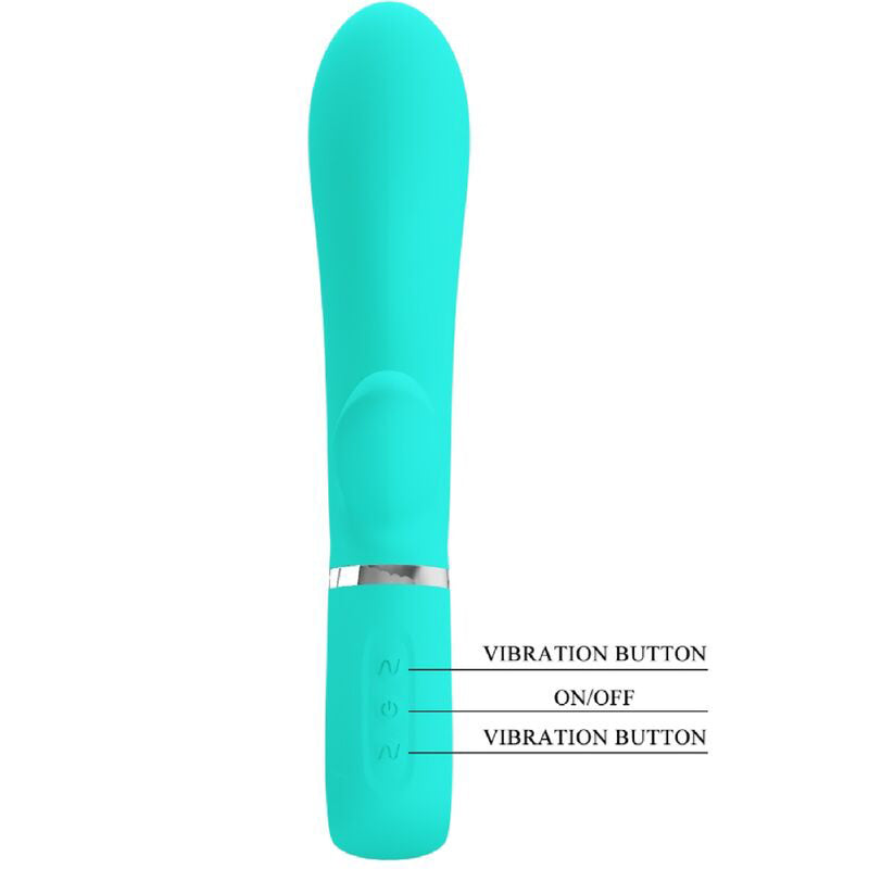 Pretty Love Thomas Super Soft Silicone Rabbit Vibrator - Turquoise