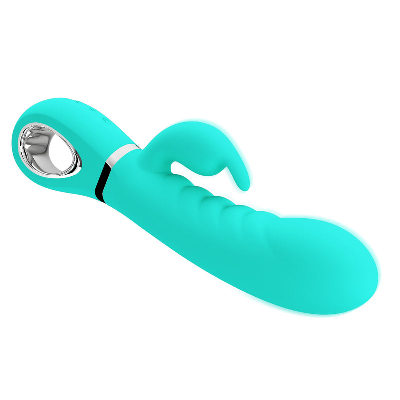 Pretty Love Prescott Super Soft Rabbit Silicone Vibrator - Vibrator -Teal
