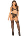 "Black 3pc Lace Bra Top, G-String, and Stockings - Os LA-89333BLKOS"