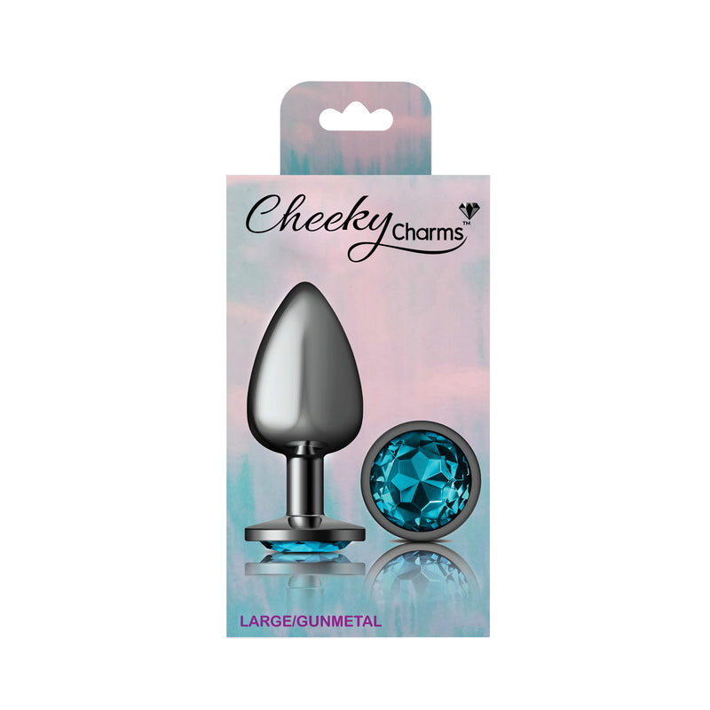 Viben Teal Round Gem Gunmetal Metal Plug - Lg