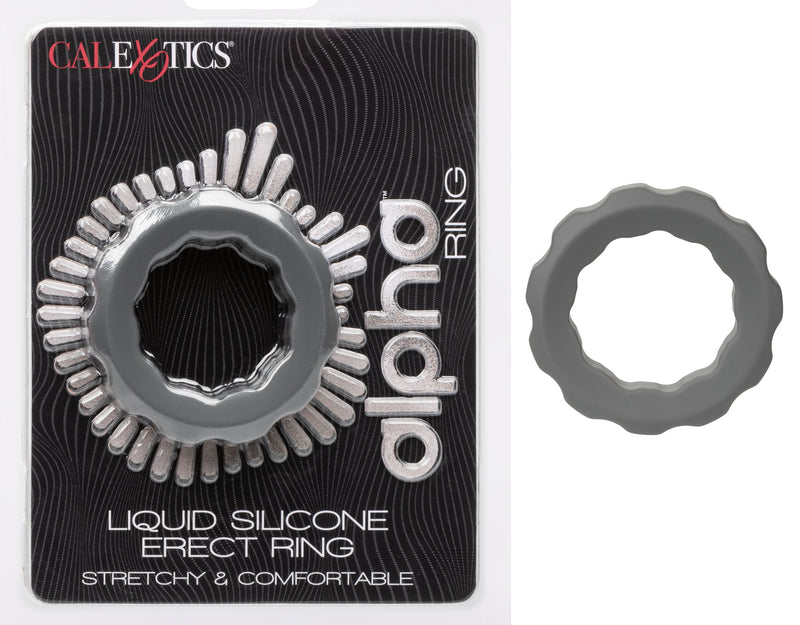 CalExotics Alpha Liquid Silicone Erect Ring - Gray