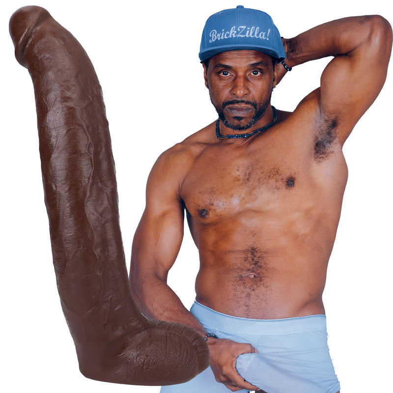Doc Johnson Signature Cocks - Brickzilla - 13 Inch Ultraskyn Cock With Removable Vac-U-Lock Suction Cup - Chocolate