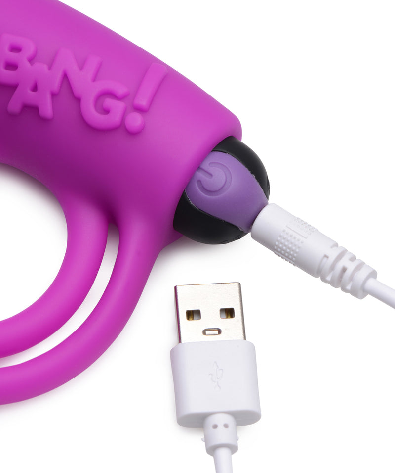 XR Brands Bang - Silicone Cock Ring and Bullet With Remote Control - Purple