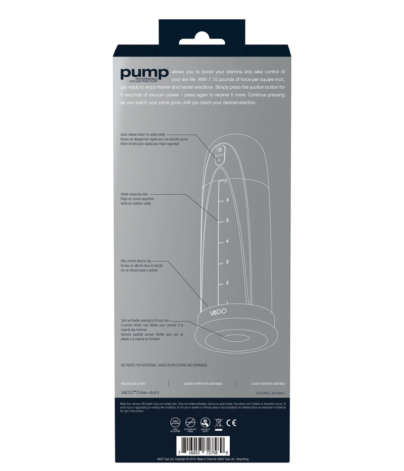 VeDO Pump Rechargeable Vacuum Penis - Just Black