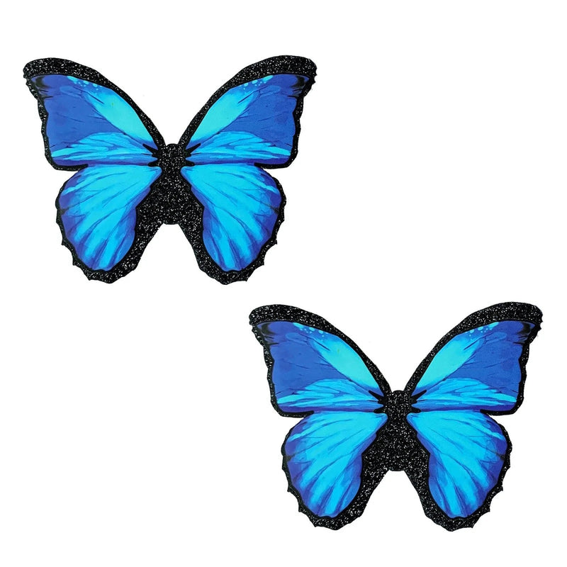 Neva Nude Beautiful Blue Black Glitter Butterfly Nipple Cover Pasties